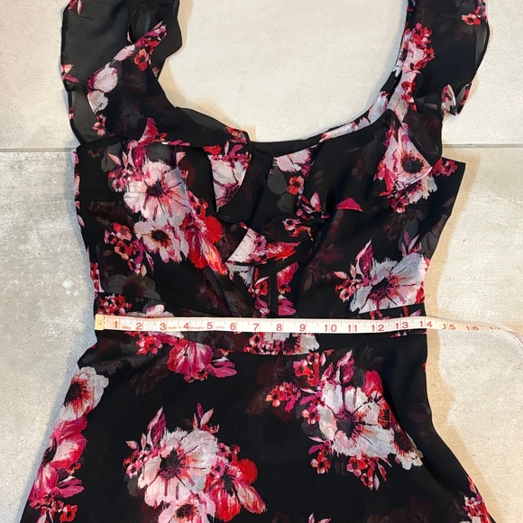 White House Black Market Black and Pink Floral Mini Dress - Picture 8 of 10